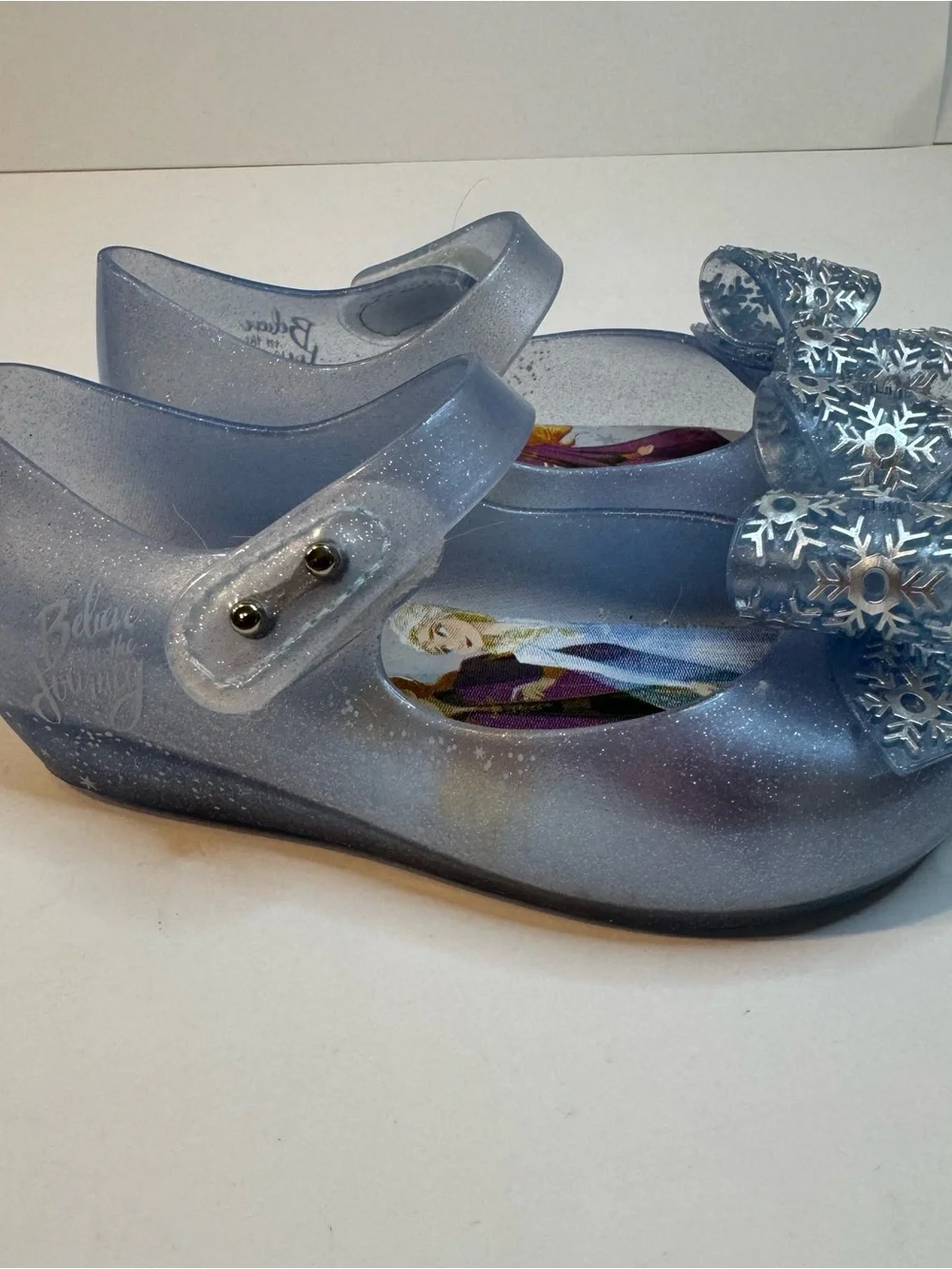 Mini Melissa Ultragirl + Disney Frozen Glitter Bow Maryjane shoes Blue size 8